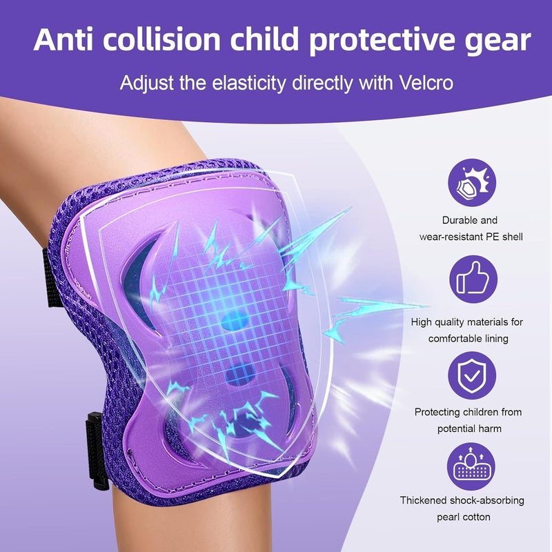totwoo Knee Pads for Kids， Knee Pads and Elbow Pads Set Toddler 4-10 Years Protective Gear Set for Girls Boys with Wrist Guards for Skating Cycling Bike Rollerblading Scooter - Image 2
